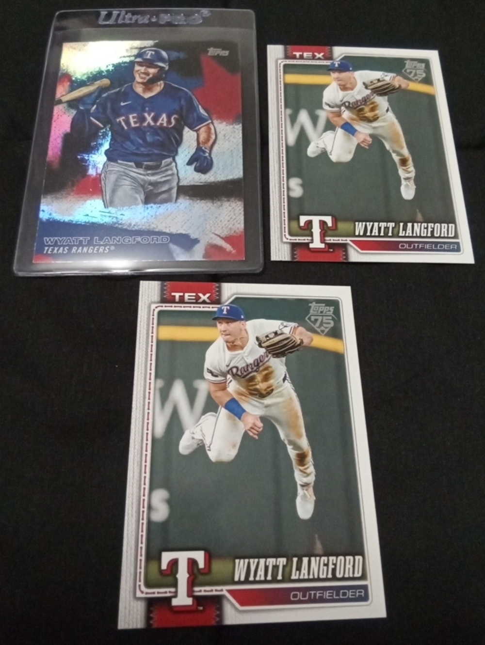 Topps Wyatt Langford Texas Rangers Card Trio - Blue/White/Red Accents
